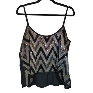 Charlotte Russe Black Gold Silver Sequin Top
